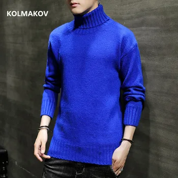2022 есента Мъжки вълнен пуловер с високо качество, мъжки Пуловери с високо воротом, Зимата на Топло вязаный Пуловер, мъжки размер M-3XL, 7 цвята