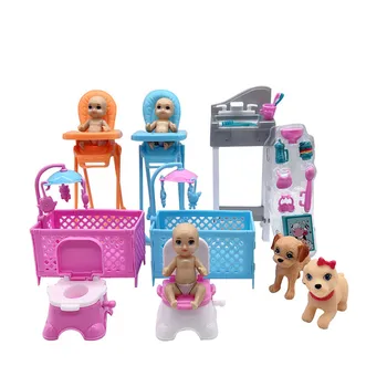 2020 Последната Модни Аксесоари За Барби Бебешко Кошче + Wc + Спалня + Увеселителен Парк Комбинираната Пластмасови Детски Интерактивни Играчки