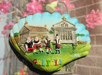 Галисия, Испания Туристически Туристически Сувенир 3D Смола под Формата на Раковина Хладилник Магнит За Хладилник Занаят Начало Декор