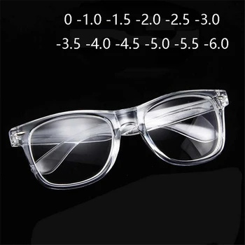 Квадратни Готови Очила за Късогледство Прозрачни Бели Пластмасови Рамки 2140 Диоптъра Очила По Рецепта на 0 -1 -1,5 -2 -2,5 -6,0