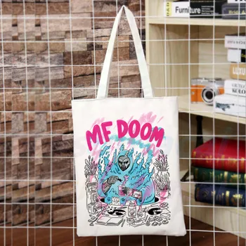 Madvillain Mf Doom Madlib Гладиатор Графична Мультяшная Холщовая Чанта На Рамото на Жените Harajuku Забавен Еко-Чанта За Пазаруване с голям капацитет