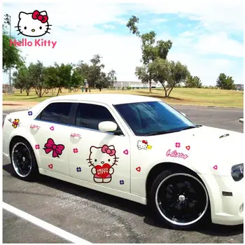 Hello Kitty Автомобили Стикер На Каросерия Капак На Вратата На Колата Индивидуално Мультяшное Украса Намалява Драскотини Колата Аксесоари За Модификация На Автомобила