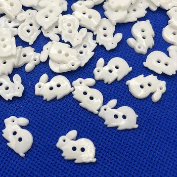 50шт бял цвят пластмасови бутони във формата на зайче за занаятите шиене на детски дрехи