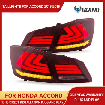 VLAND За Honda Accord 9 Серия 2013-2015 Led Авто Задна Светлина Задни Фарове за мъгла Динамичен мигач Заден Стоп Сигнал