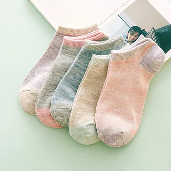 Пролет-лято удобни Невидими Чорапи-лодка в корейски стил, Дамски памучни чехли за момичета и момчета, ежедневни чорапи носочные изделия, 1 чифт = 2 елемента ws110