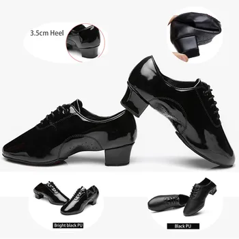 Нови Мъжки обувки за латино танци За момчета, Модерна зала танц, танго, Детска Мъжки танцови обувки, FR 24-45, ток 3.5 cm, DS083