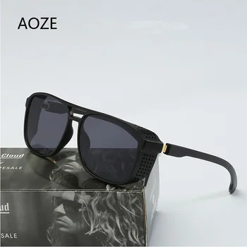 2020 модерен мъжки квадратни слънчеви очила в стил steampunk стил пънк със странично щит, висок Клас ретро дизайн, маркови Ежедневни слънчеви очила Drive
