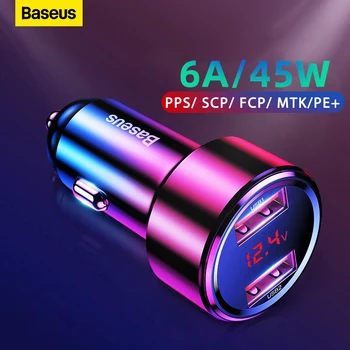Baseus Бързо Зарядно Устройство 6A 45 Вата Двойно USB Type C QC4.0 PD3.0-Бързо Зарядно Устройство За iPhone13 Pro Xiaomi Samsung Телефон, Автомобилна Бързо Зареждане