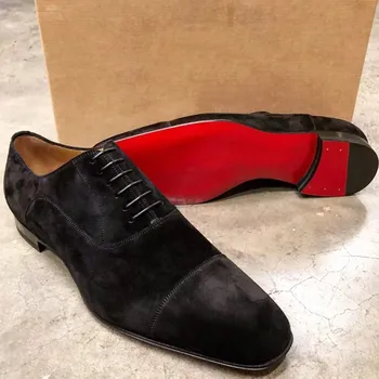 Новост; Мъжки обувки за червена подметка; черни, дишащи oxfords от Флока дантела; сватбени мъжки обувки с безплатна доставка; Zapatillas De Hombre