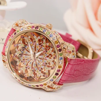 Луксозни дамски часовник Мелиса Лейди с Пълна Украса под формата на Кристали, Модни Часовници, Дрехи, Гривна, Часовник, Лъки Подарък кутия за Момичета с Цветя