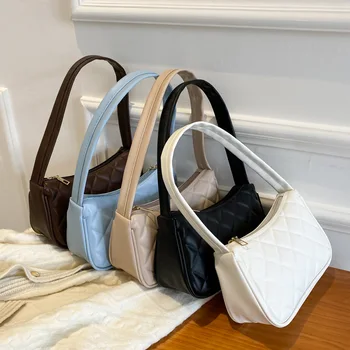 Модерна Чанта за Пазаруване Lingge, Нова Чанта през Рамо от Изкуствена Кожа, Модни Текстурная Чанта с Цип, Обикновена Чанта за Жени 2021