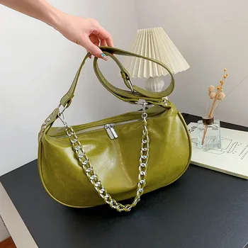 Новата Модерна Кожена чанта На рамото, Брандираната Дизайнерска чанта на верига, Луксозни дамски чанти през Рамо, Висококачествена дамска чанта в стил ретро