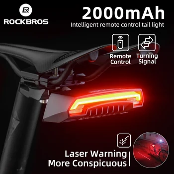 ROCKBROS Велосипеден Фенер USB Smart LED Безжично Дистанционно Управление на Велосипеди Задна Светлина МТБ Пътен Лазерен Сигнал на Завоя под наем Фенер Задна Светлина
