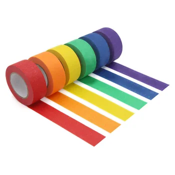 Цветна малярная лента, цвят малярная лента за декоративно и приложно изкуство, етикетиране или кодиране - 6 ролки в различни цветове - Малярная лента 1 инч