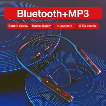 EARDECO 5 Ефекти Еквалайзер Bluetooth слушалки Слушалки с Шейным Ръб Безжични Слушалки Тежък Бас HiFi Стерео Слушалки с Микрофон TF