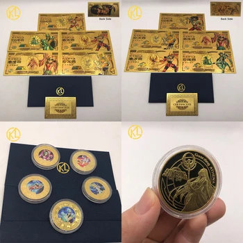 10 + 5 Дизайни Щастлив Японски Аниме Saint Seiya Yen Златни Магазини за Банкноти и Монети за Класическата Колекция Детски Сувенири Подаръци