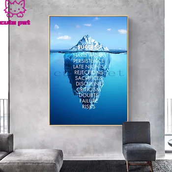 5 d diamond мозайка Мотивационен Плакат Цитат на Успеха на Ледената Планина Размисъл За Хола Начало Декор диамантена Живопис