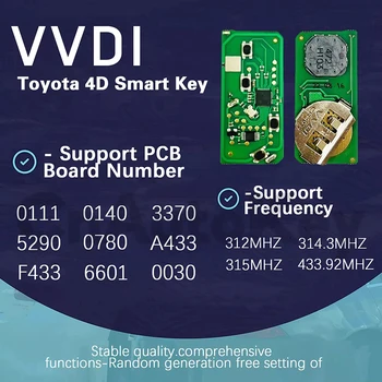 Нов Универсален Умно Дистанционно Ключ За VVDI Toyota 4D ПХБ Подкрепа за Обновяване и редактиране 312/314/434 Mhz A433 F433 5290 3370 0140 CN007294