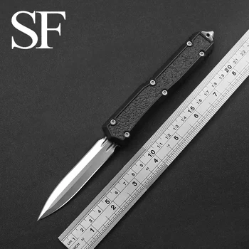 2 Стил Лесен OTF Открит Многофункционален Ловен Нож 440 Острието е Изцяло Черен Цинк Алуминиева Сплав Дръжка EDC Инструмент